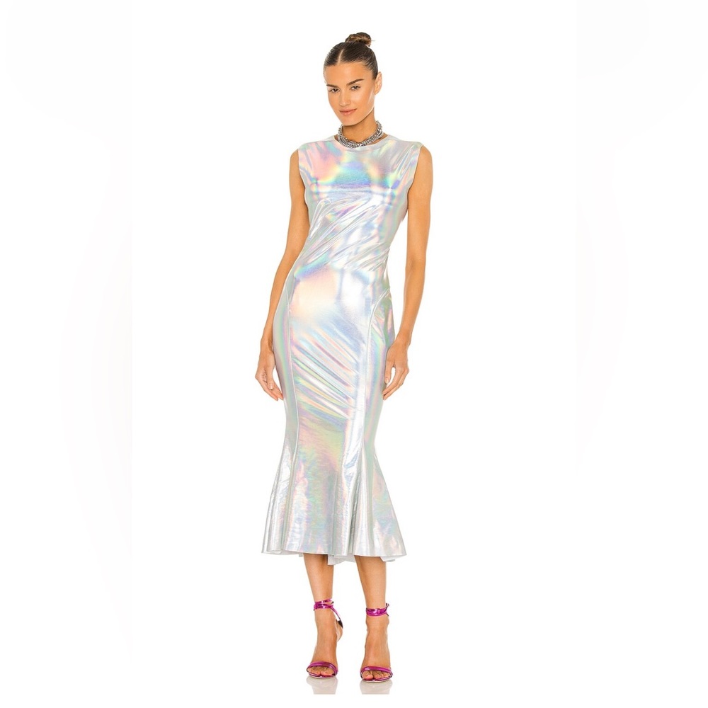 Norma Kamali x REVOLVE Sleeveless Midi Crew Fishtail Dress XS Hologram